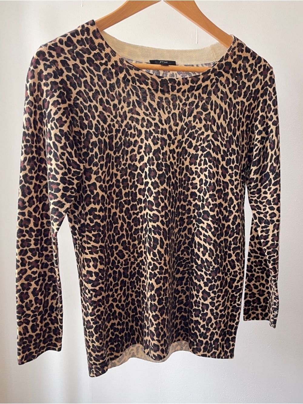 J. Crew Leopard Print Long Sleeve Merino Wool Size S